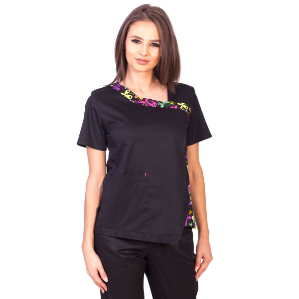 Bluza Imprimata - Black Blossom Fashion Stretch