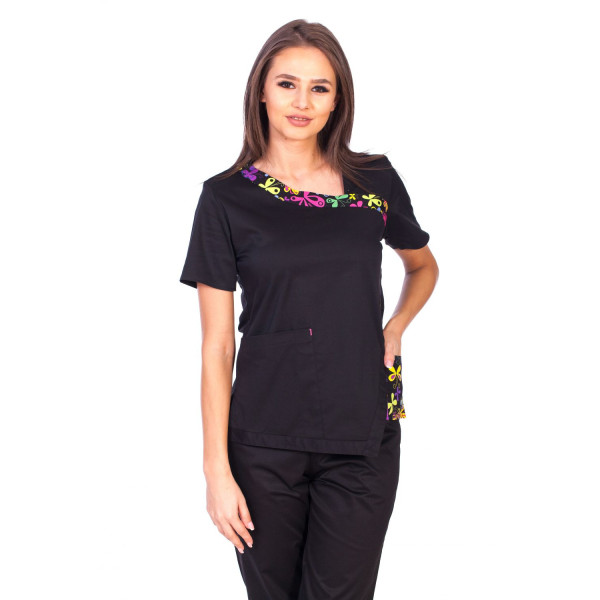 Bluza Imprimata - Black Blossom Fashion Stretch