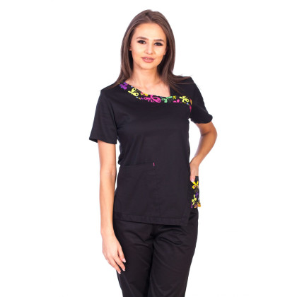 Bluza Imprimata - Black Blossom Fashion Stretch