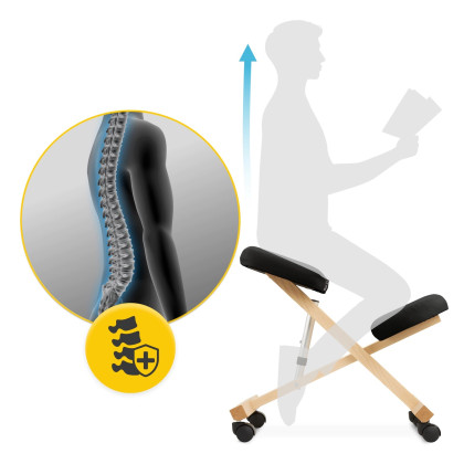 Scaun ergonomic cu suport pentru genunchi - Negru